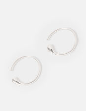Sterling Silver Molten Hoop Earrings, , large