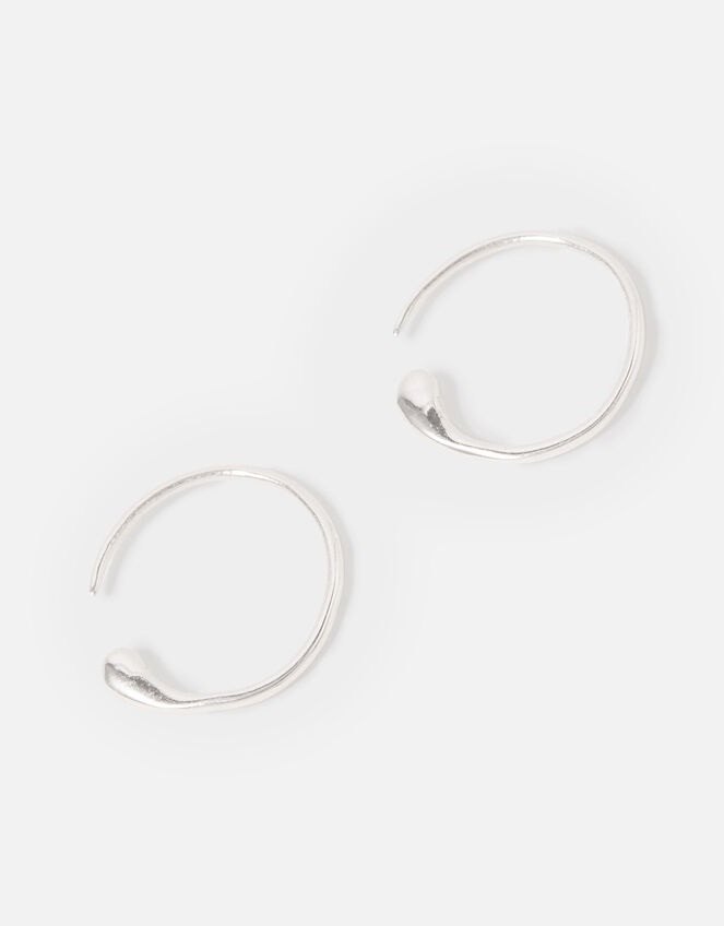 Sterling Silver Molten Hoop Earrings, , large