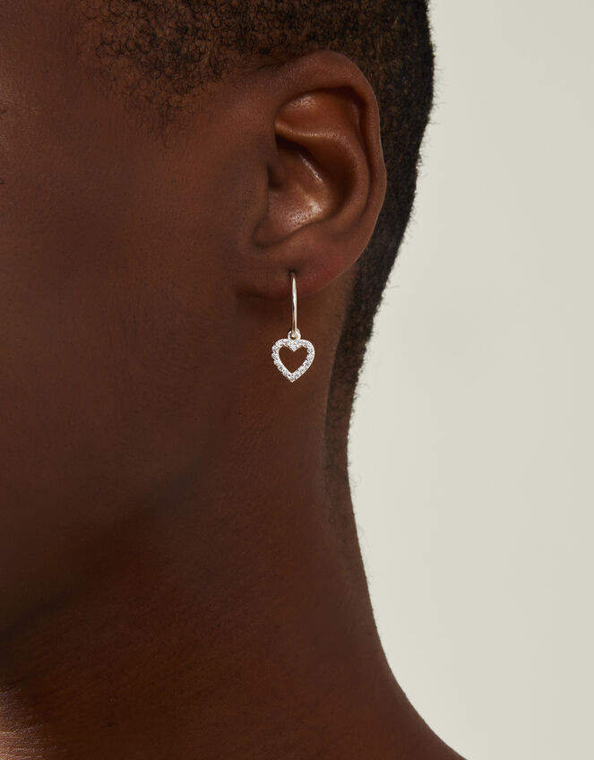 2-Pack Diamante Heart Stud and Hoop Earrings, , large