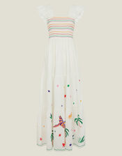 Embroidered Hem Maxi Dress, Ivory (IVORY), large