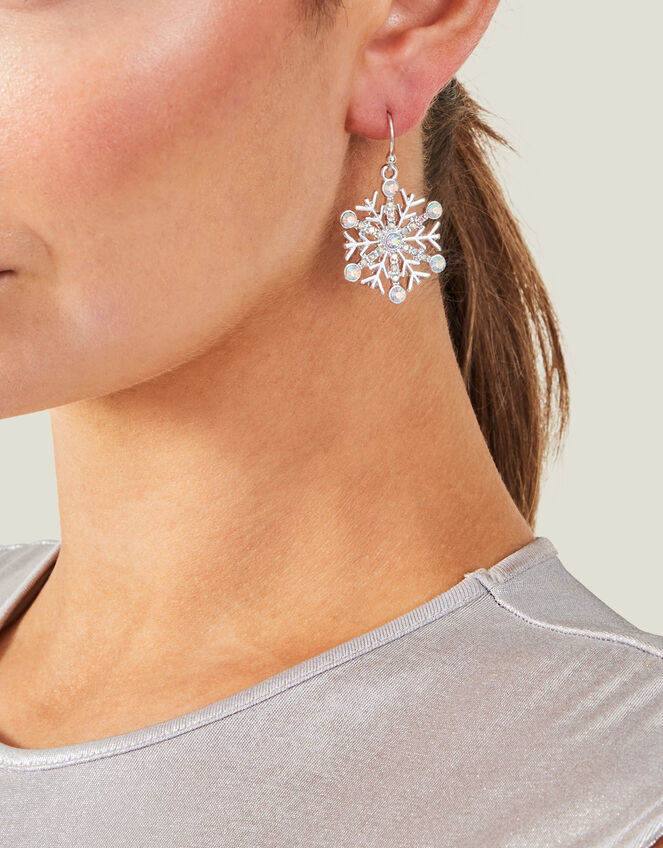 Crystal Snowflake Earrings, , large