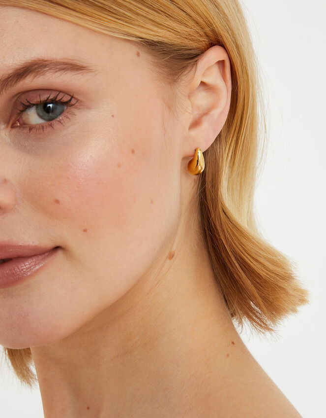 14ct Gold-Plated Molten Stud Earrings, , large