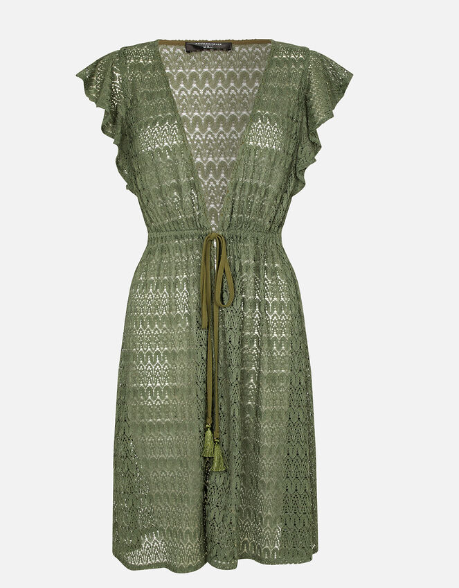 Frill Shoulder Lace Tabard, Green (KHAKI), large