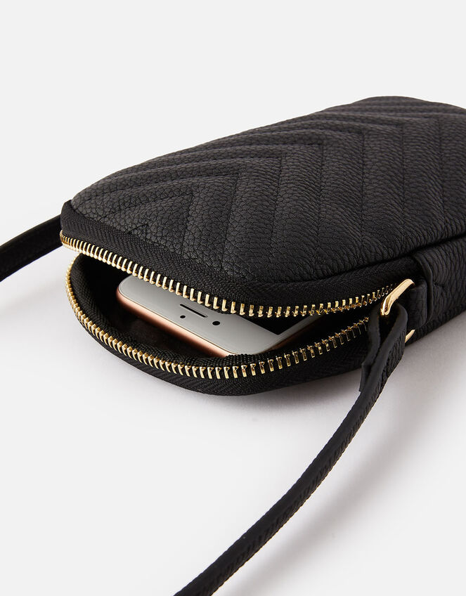 Quilted Phone Purse, Black (BLACK), large