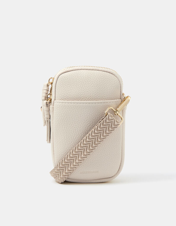 Double Pouch Phone Bag, Cream (CREAM), large