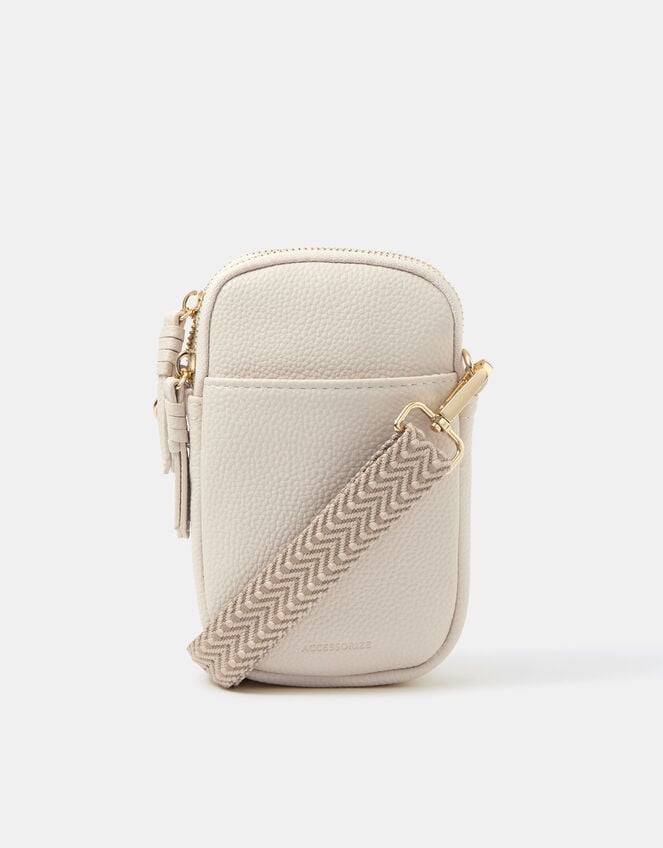 Double Pouch Phone Bag, Cream (CREAM), large