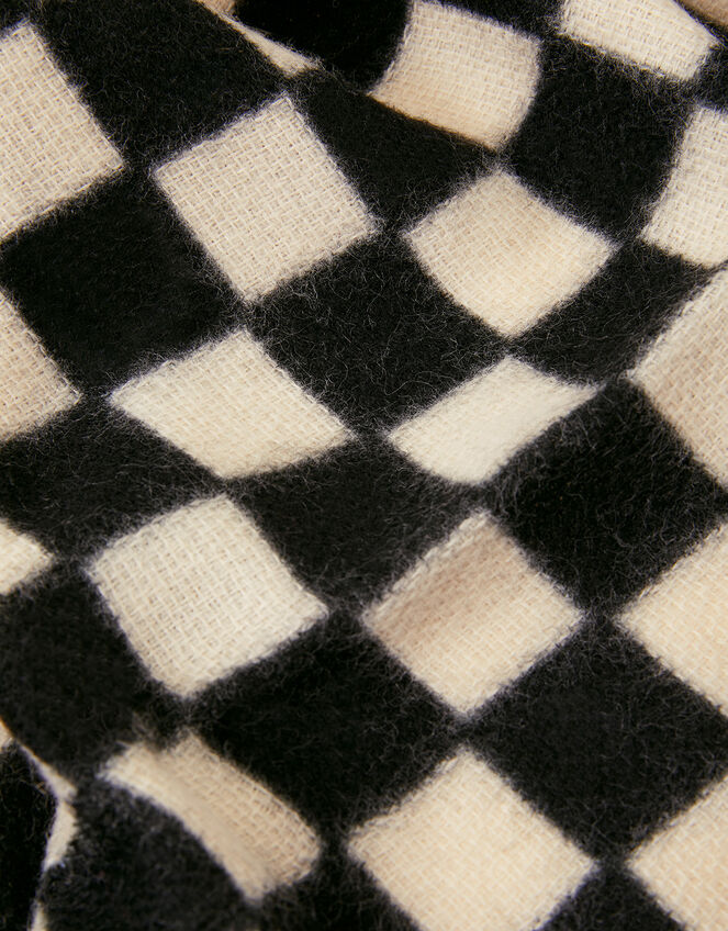 Monochrome Checkerboard Blanket Scarf, , large