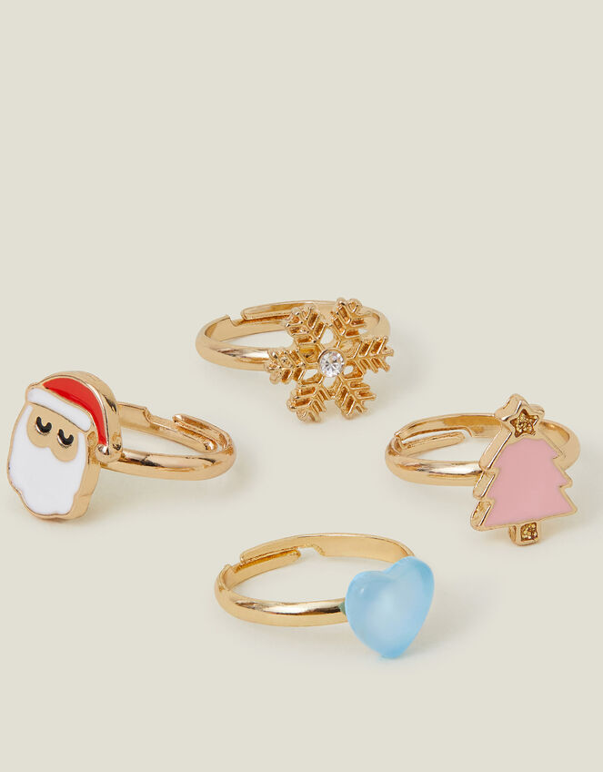 4-Pack Girls Christmas Rings, , large