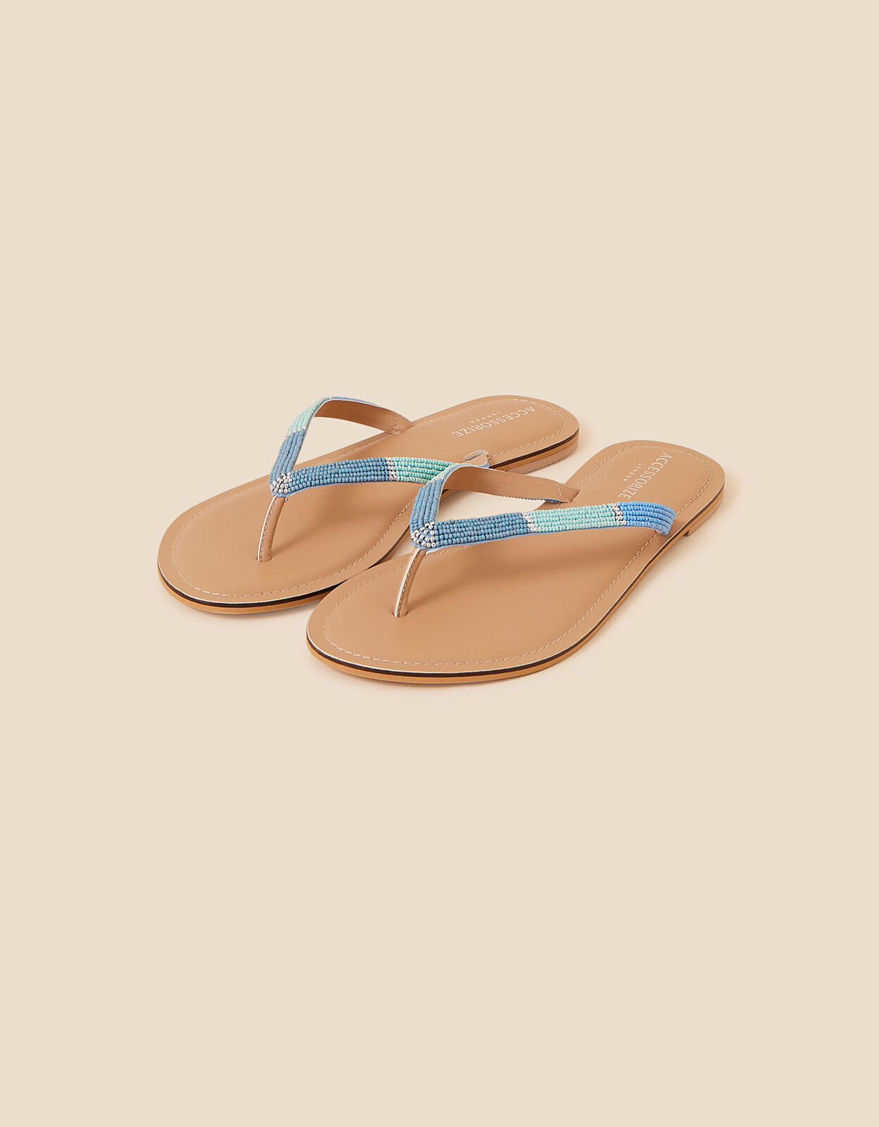 Beaded Flip Flops Blue Sandals Flip Flops Accessorize UK