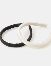 2-Pack Slim Headbands, Black (BLACK WHITE), large