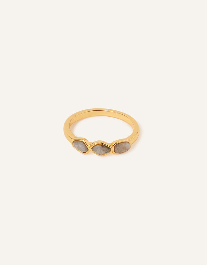 14ct Gold-Plated Labradorite Nugget Ring, Blue (BLUE), large