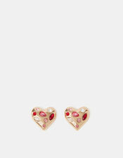 Gemstone Heart Stud Earrings, , large