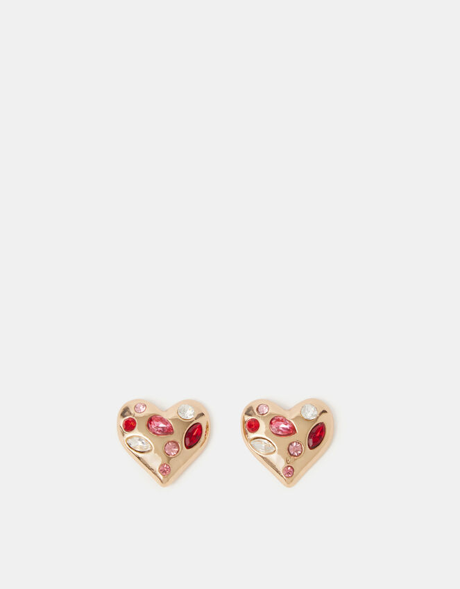 Gemstone Heart Stud Earrings, , large