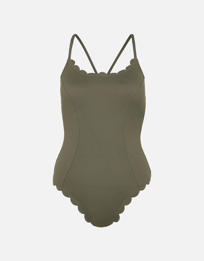 Scallop Edge Textured Swimsuit Green | Swimsuits | Accessorize UK