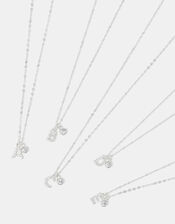 Sterling Silver Stone Initial Pendant Necklace, Silver (ST SILVER), large