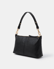 Leather Crossbody Handbag, Black (BLACK), large