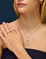 14ct Gold-Plated Mother of Pearl Clover Pendant Necklace, , large