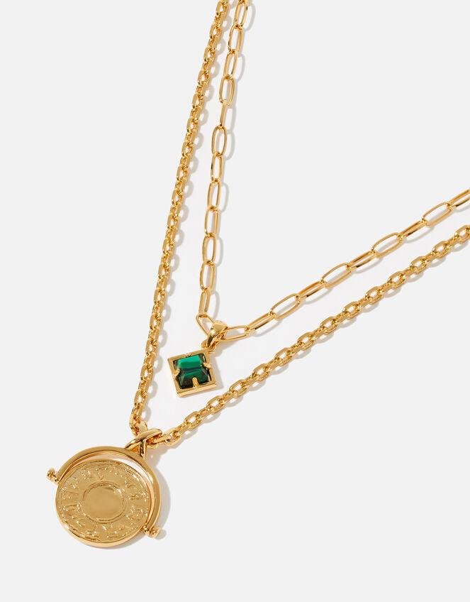 Gold-Plated Malachite Layered Necklace, , large
