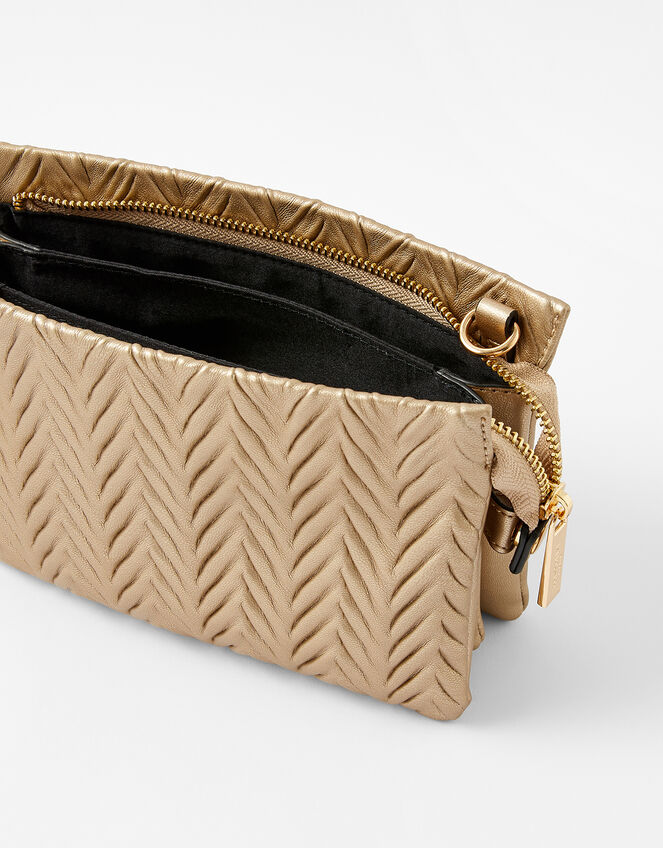 Paige Pleated Cross-Body Bag, Gold (GOLD), large