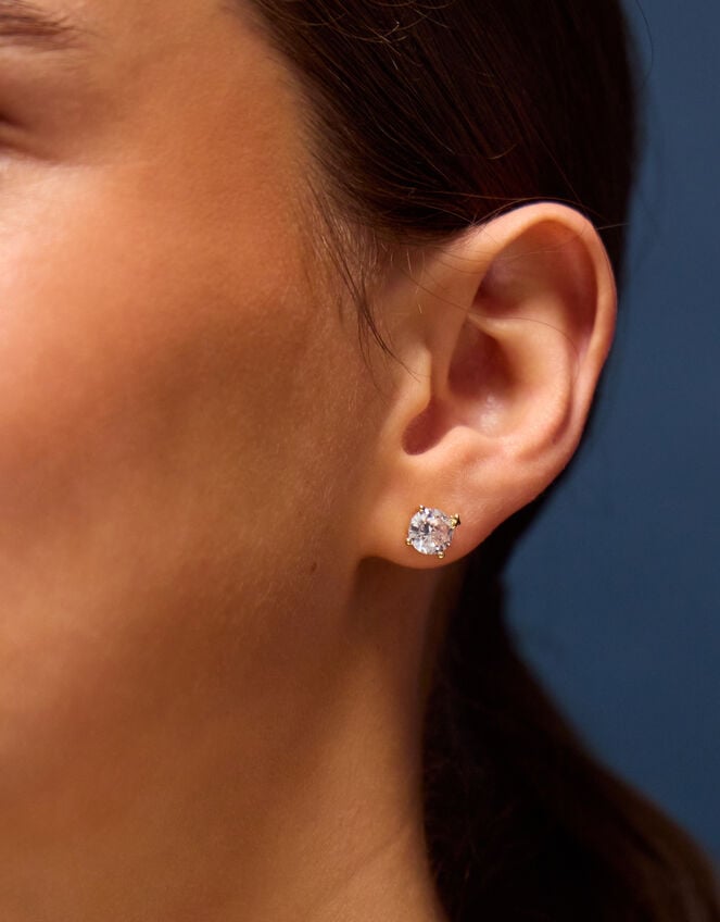 14ct Gold-Plated Bling Stud Earrings, , large