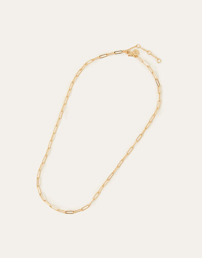 14ct Gold-Plated Paperclip Chain Necklace, , large