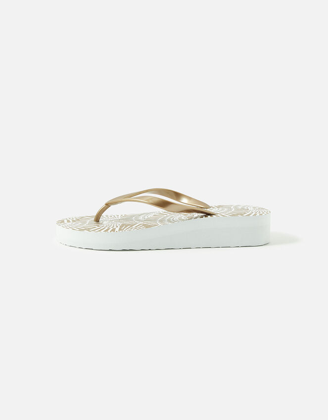 Wedge Flip Flops, Gold (GOLD), large