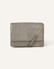Glittery Leather Cross-Body Bag, Gold (GOLD), large