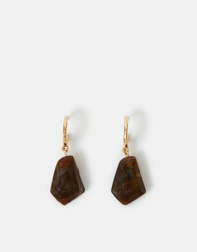 Marble Resin Hoop Drop Earrings, , large