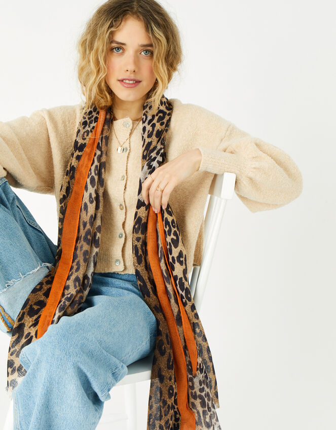 Stripe Leopard Scarf , , large
