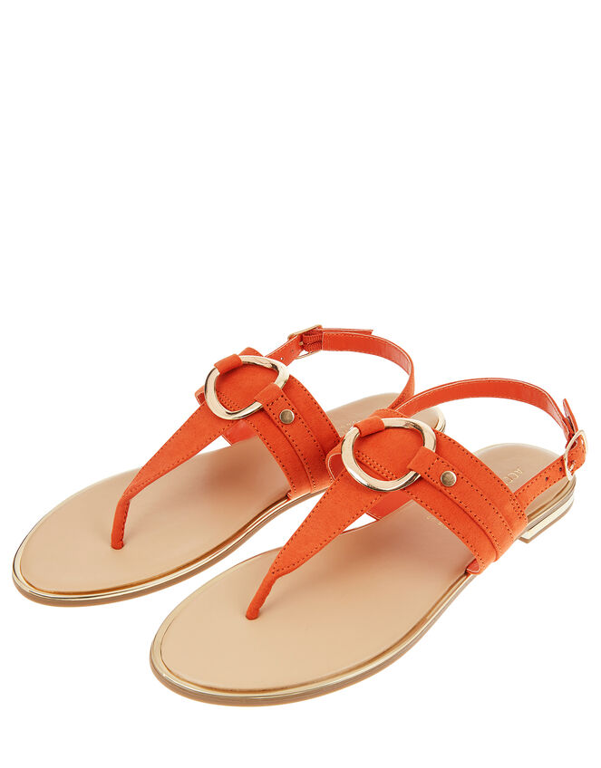Ring Detail Sandals, Orange (ORANGE), large
