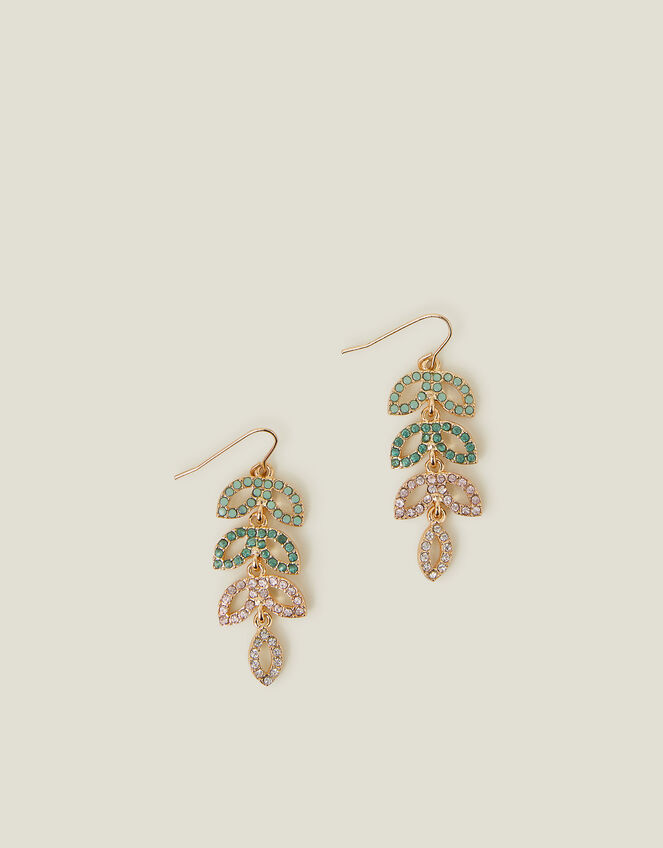 Pavé Leaf Drop Earrings, , large