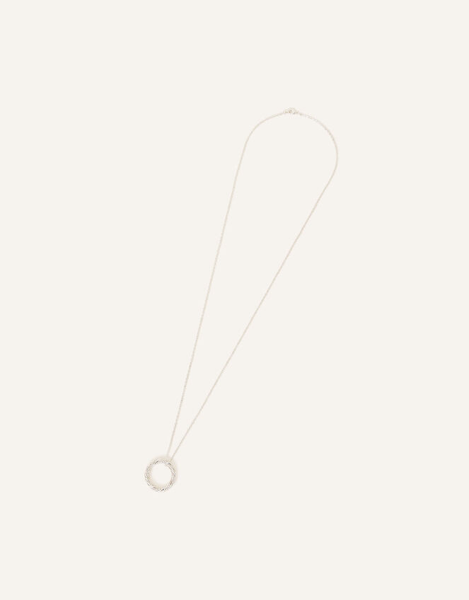 Sterling Silver-Plated Twist Circle Necklace, , large