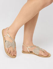 Gabriella Embellished Gladiator Sandals, Gold (GOLD), large