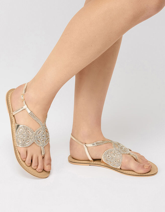 Gabriella Embellished Gladiator Sandals, Gold (GOLD), large