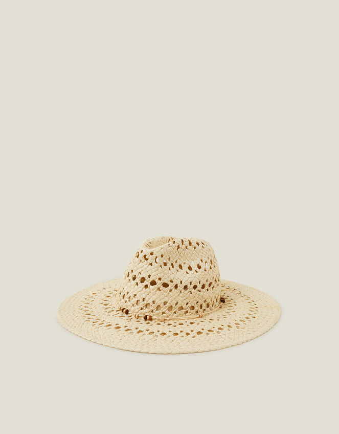 Woven Beaded Fedora Hat, , large