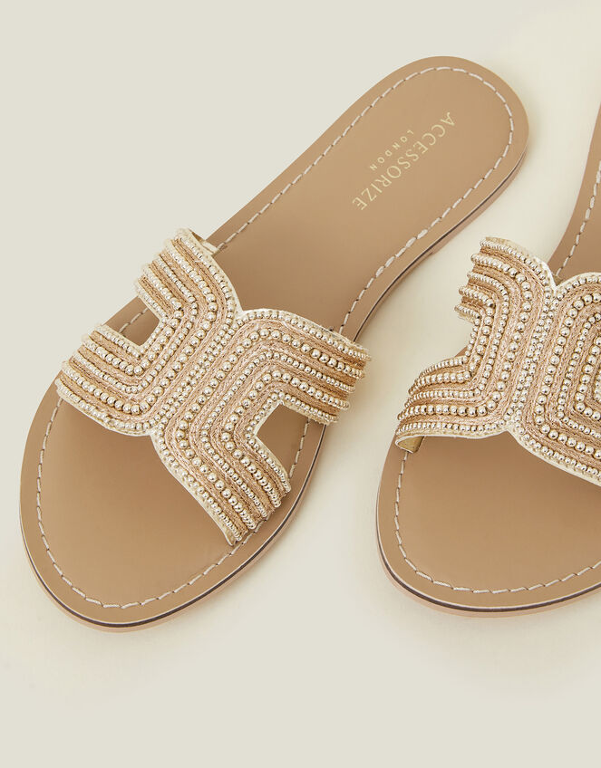 Bella Beaded Sliders, Gold (GOLD), large