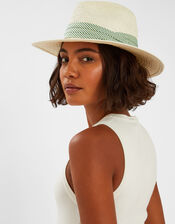 Stripe Band Fedora Hat, , large