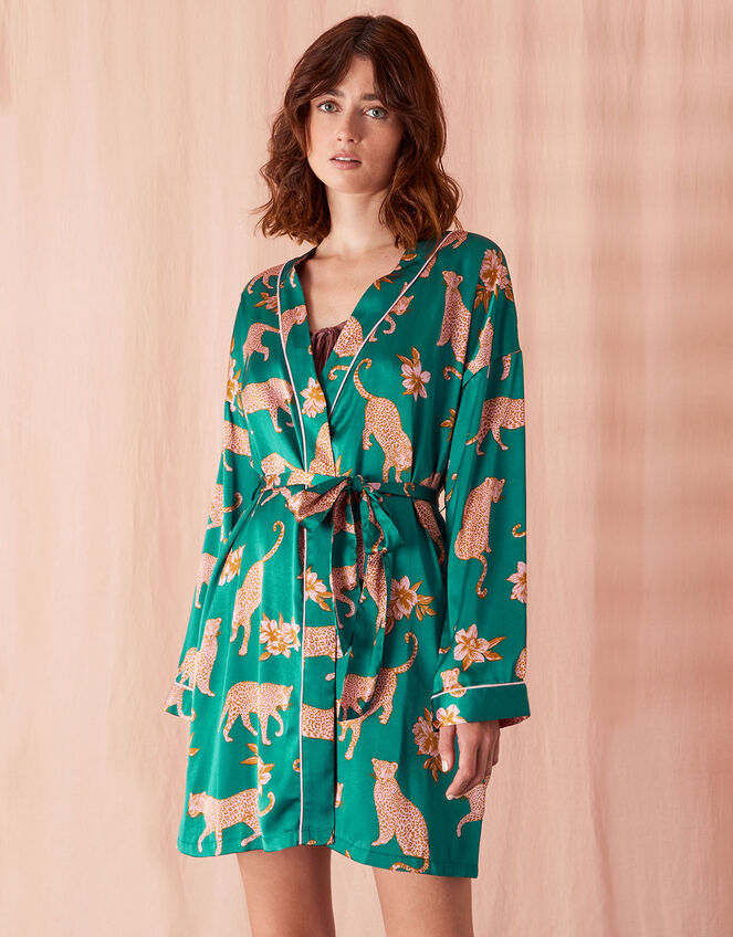 Leopard Print Robe, Teal (TEAL), large