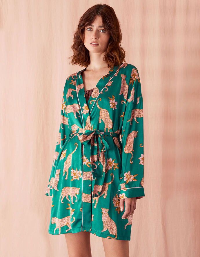 Leopard Print Robe Teal Nightwear Accessorize UK