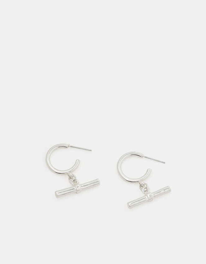 T-Bar Charm Hoop Earrings, , large