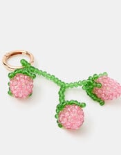 Strawberry Beaded Bag Charm, , large