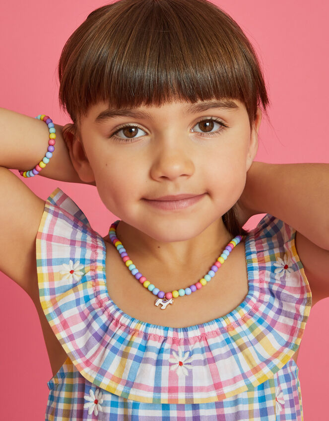 Girls Unicorn Necklace and Bracelet Set, , large