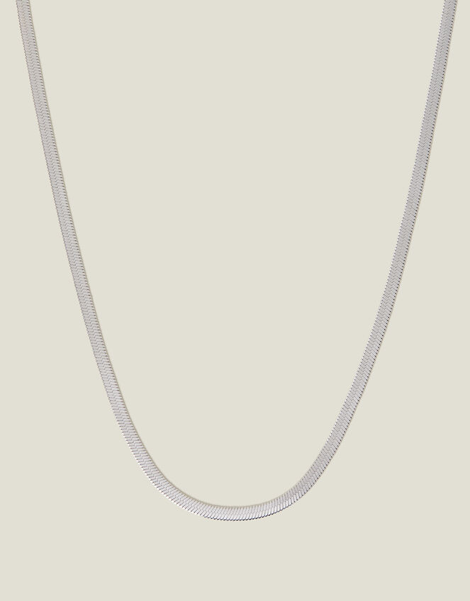 Platinum-Plated Stainless Steel Omega Chain Necklace, , large