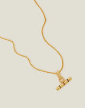 14ct Gold-Plated T-Bar Necklace, , large