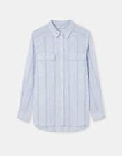 Stripe Cotton Shirt, Blue (BLUE), large