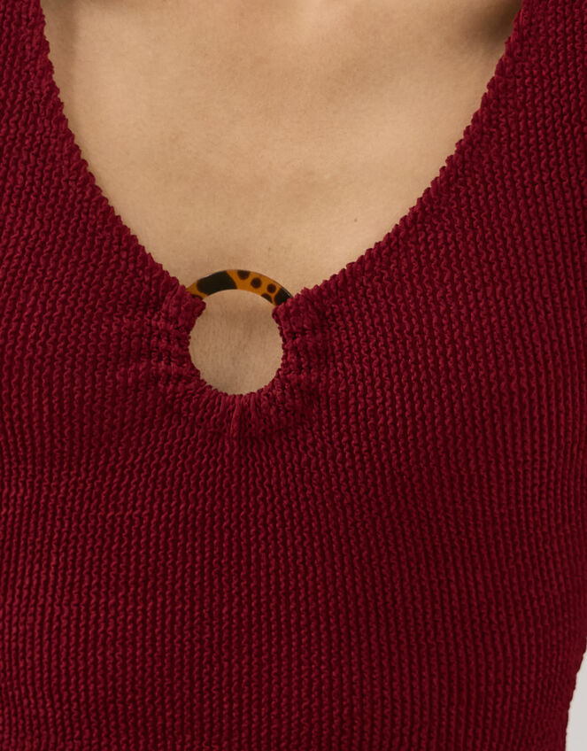 Seersucker Swimsuit, Red (BURGUNDY), large