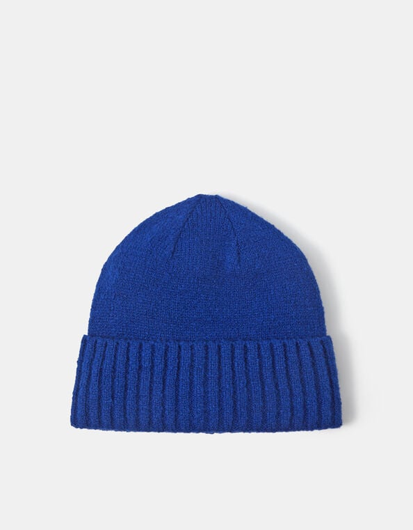 Plain Beanie Hat, Blue (BLUE), large