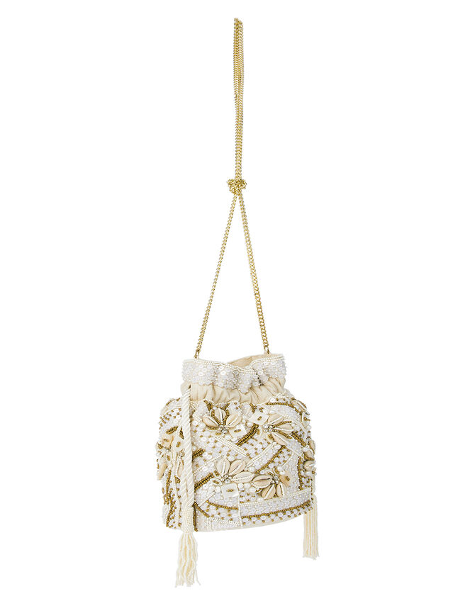 Shell Embellished Mini Duffle Bag, , large