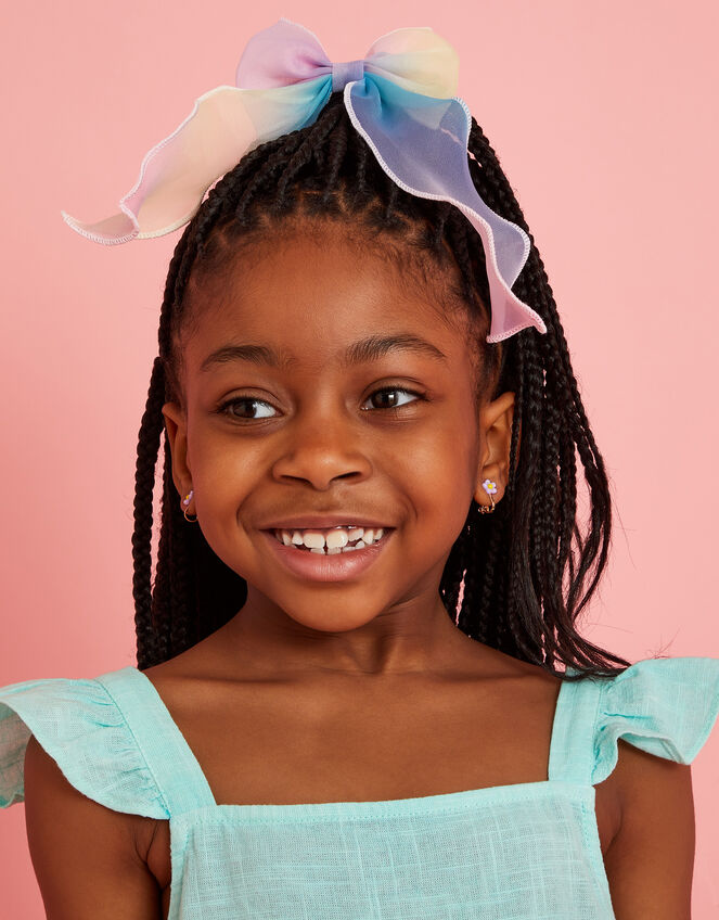 Girls Ombre Bow Barrette Hair Clip, , large