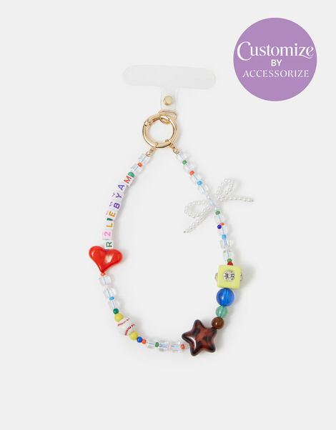 Slogan Beaded Wrist Phone Strap, , large